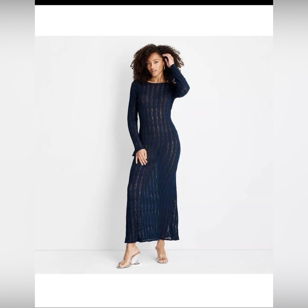 Women’s Summer Beach Cover Up Crochet Dress Navy Size S, NWOT - Picture 8 of 10
